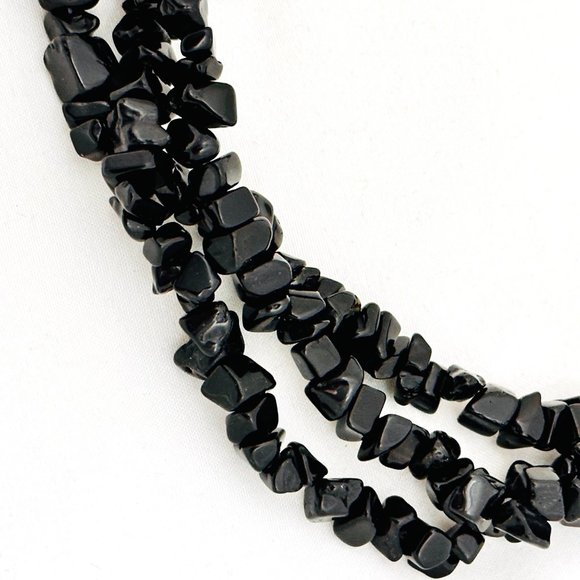 Onyx 3-Strand Chunky Necklace 15.5" + 3" Extender - Picture 7 of 7